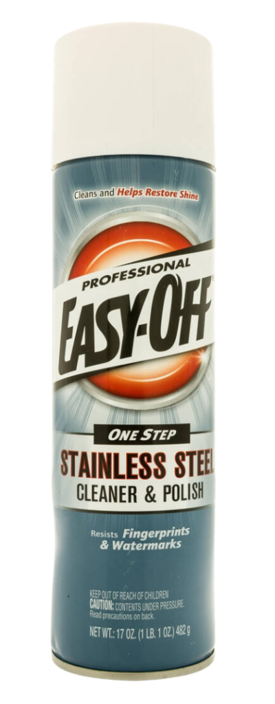 A can of Easy Off grill stainless steel cleaner