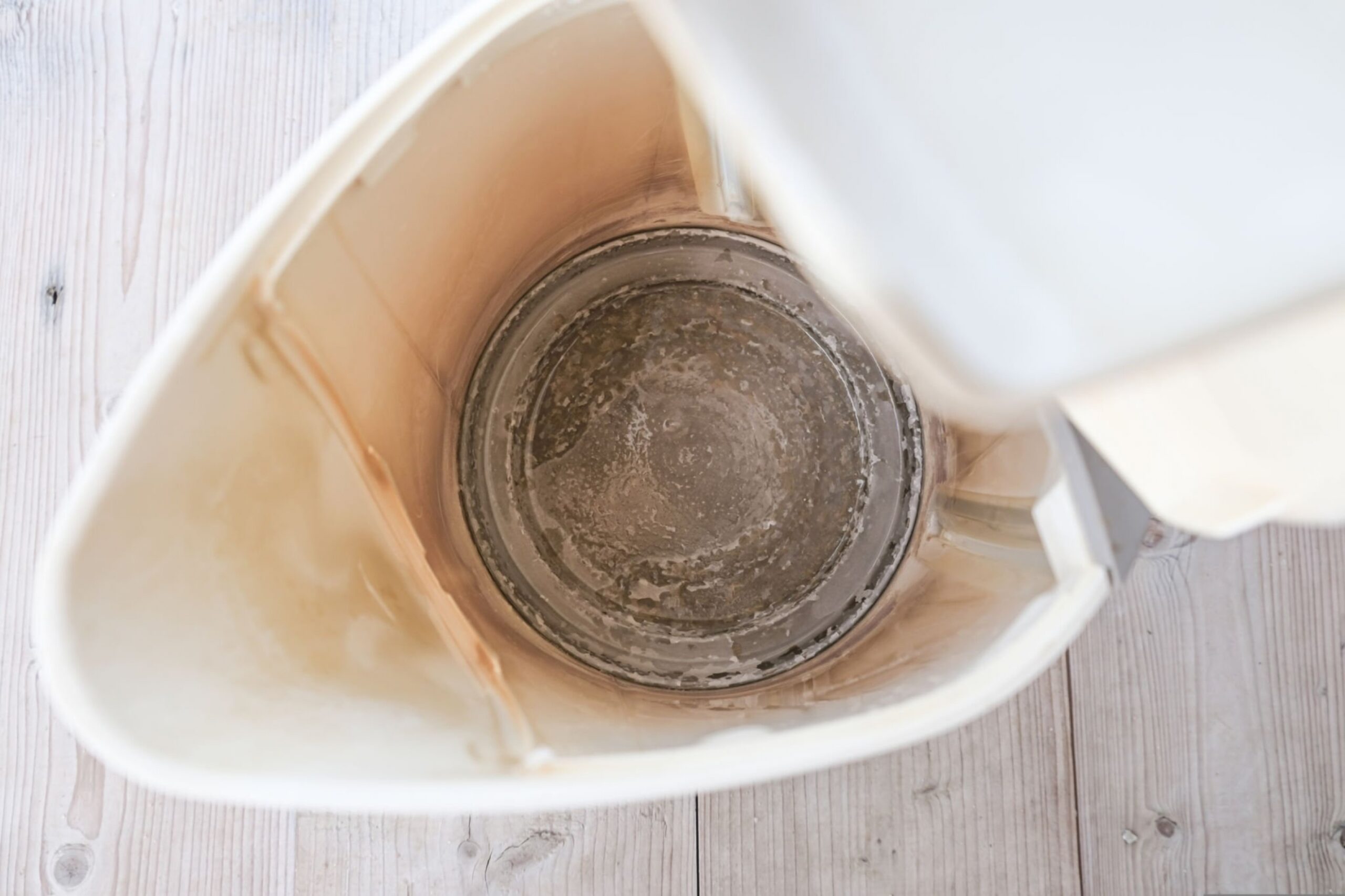 Limescale, lime scale in old kettle in kitchen.